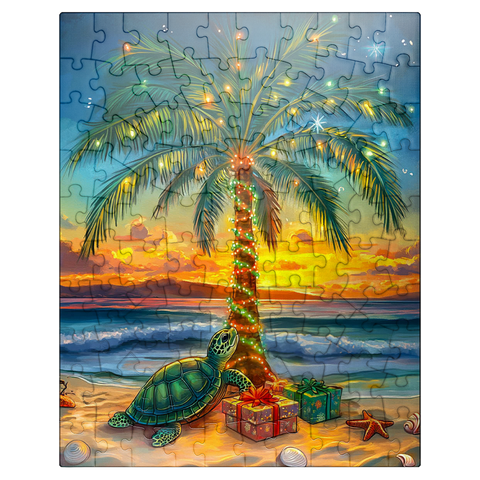 puzzleplate Tropical Holiday Sunset with Sea Turtle 100 Jigsaw Puzzle