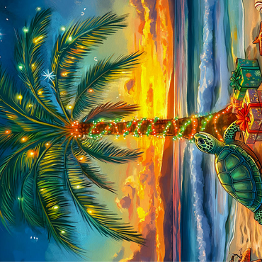 Tropical Holiday Sunset with Sea Turtle 100 Jigsaw Puzzle 3D Modell