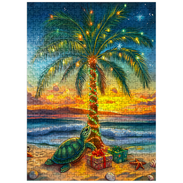 puzzleplate Tropical Holiday Sunset with Sea Turtle 500 Jigsaw Puzzle