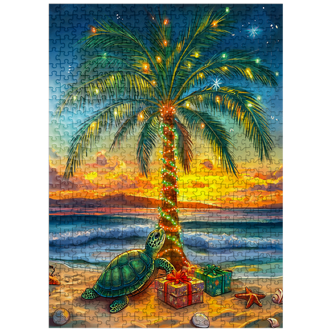 puzzleplate Tropical Holiday Sunset with Sea Turtle 500 Jigsaw Puzzle