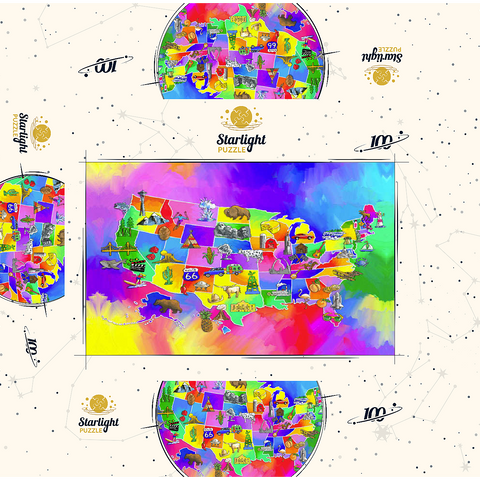 usa map 100 Jigsaw Puzzle box 3D Modell