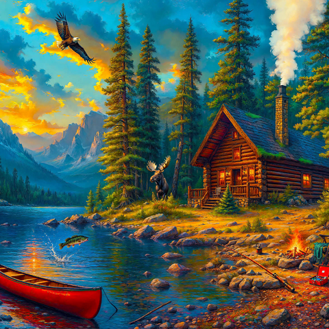 Cabin by the Lake 1000 Jigsaw Puzzle 3D Modell