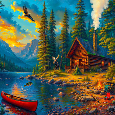 Cabin by the Lake 100 Jigsaw Puzzle 3D Modell
