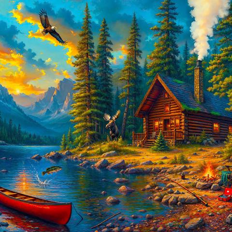 Cabin by the Lake 500 Jigsaw Puzzle 3D Modell