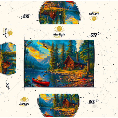 Cabin by the Lake 500 Jigsaw Puzzle box 3D Modell