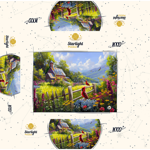 Cardinals in the Garden 1000 Jigsaw Puzzle box 3D Modell