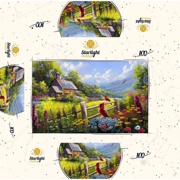 Cardinals in the Garden 100 Jigsaw Puzzle box 3D Modell