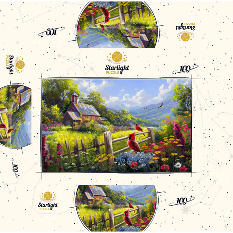 Cardinals in the Garden 100 Jigsaw Puzzle box 3D Modell