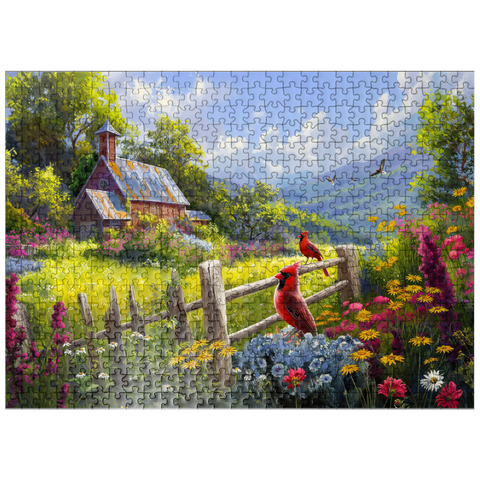 puzzleplate Cardinals in the Garden 500 Jigsaw Puzzle