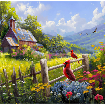 Cardinals in the Garden 500 Jigsaw Puzzle 3D Modell