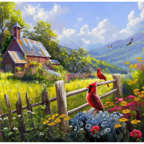 Cardinals in the Garden 500 Jigsaw Puzzle 3D Modell