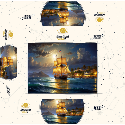 Ship Harbor Scene 1000 Jigsaw Puzzle box 3D Modell