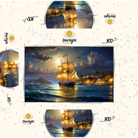 Ship Harbor Scene 100 Jigsaw Puzzle box 3D Modell