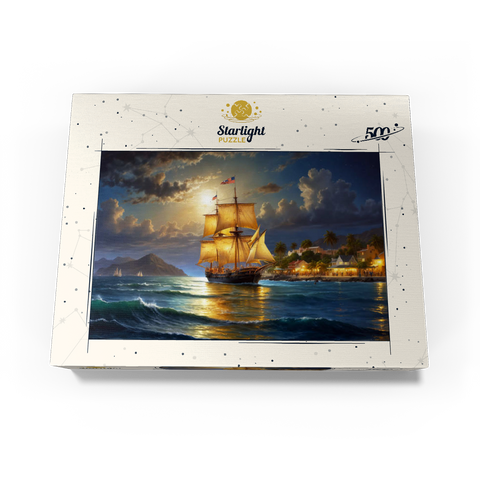 Ship Harbor Scene 500 Jigsaw Puzzle box view3