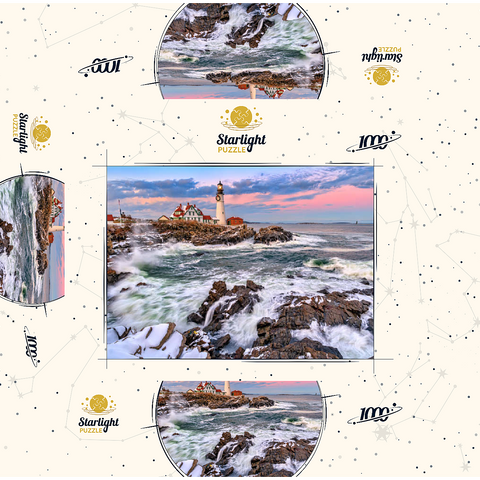 Winter Sunset at Portland Head 1000 Jigsaw Puzzle box 3D Modell