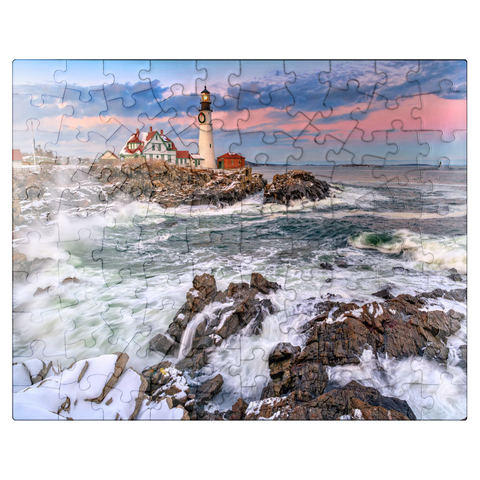 puzzleplate Winter Sunset at Portland Head 100 Jigsaw Puzzle