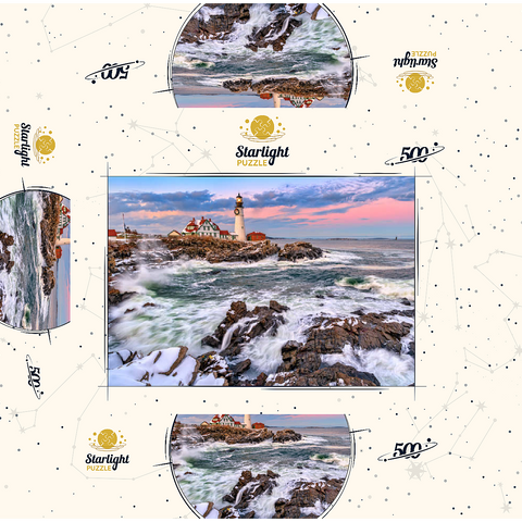 Winter Sunset at Portland Head 500 Jigsaw Puzzle box 3D Modell