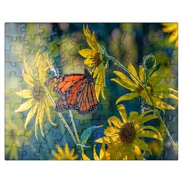 puzzleplate The Monarch and the Sunflower 100 Jigsaw Puzzle