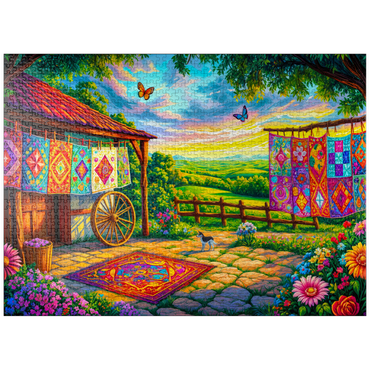 puzzleplate Quilts and Butterflies 1000 Jigsaw Puzzle