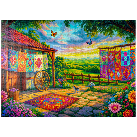 puzzleplate Quilts and Butterflies 1000 Jigsaw Puzzle