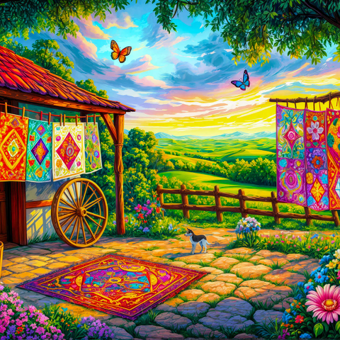 Quilts and Butterflies 1000 Jigsaw Puzzle 3D Modell