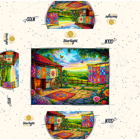 Quilts and Butterflies 1000 Jigsaw Puzzle box 3D Modell