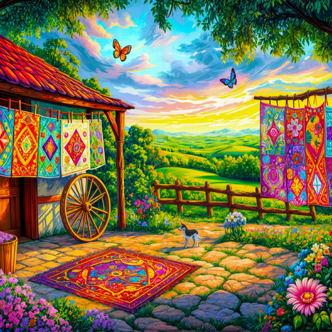Quilts and Butterflies 100 Jigsaw Puzzle 3D Modell