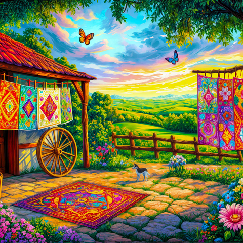 Quilts and Butterflies 500 Jigsaw Puzzle 3D Modell