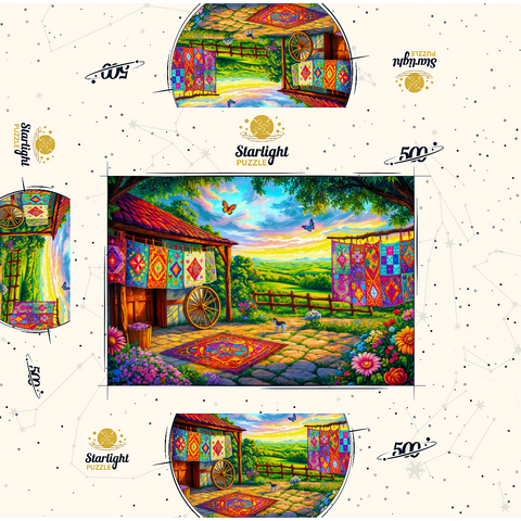 Quilts and Butterflies 500 Jigsaw Puzzle box 3D Modell