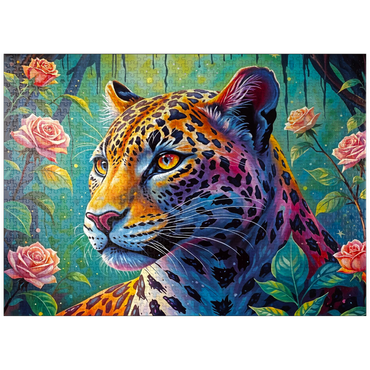 puzzleplate Jungle Roses Jaguar 1000 Jigsaw Puzzle