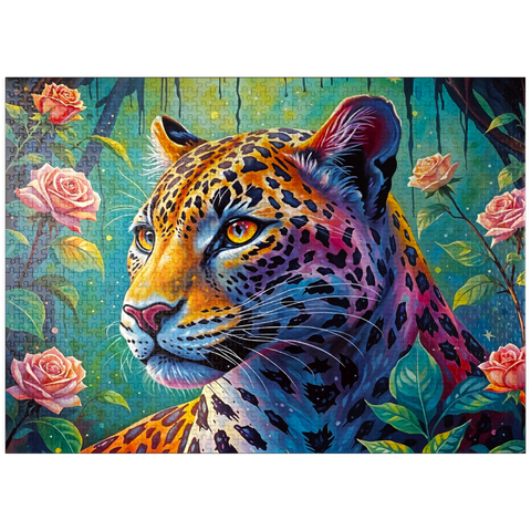 puzzleplate Jungle Roses Jaguar 1000 Jigsaw Puzzle