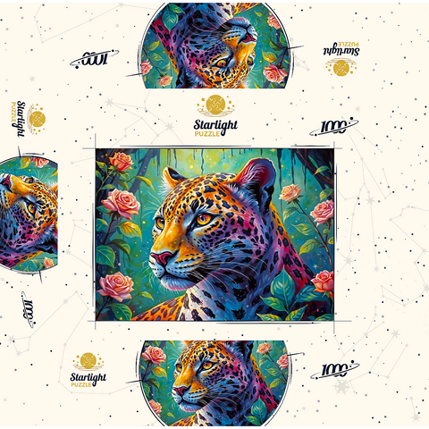 Jungle Roses Jaguar 1000 Jigsaw Puzzle box 3D Modell