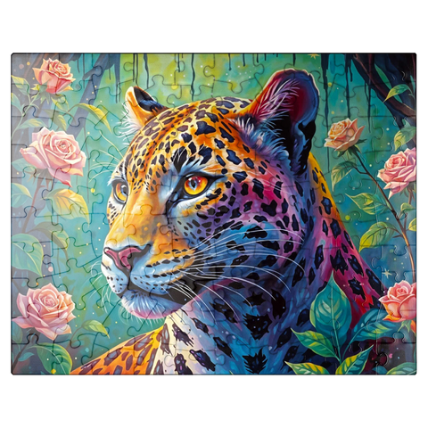 puzzleplate Jungle Roses Jaguar 100 Jigsaw Puzzle