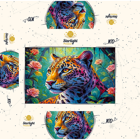 Jungle Roses Jaguar 100 Jigsaw Puzzle box 3D Modell