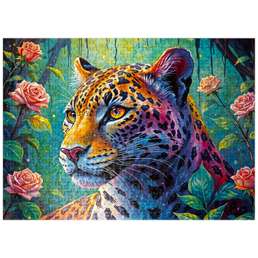 puzzleplate Jungle Roses Jaguar 500 Jigsaw Puzzle