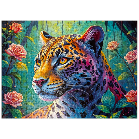 puzzleplate Jungle Roses Jaguar 500 Jigsaw Puzzle