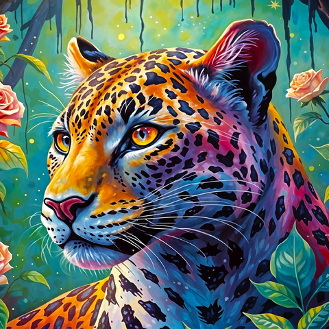Jungle Roses Jaguar 500 Jigsaw Puzzle 3D Modell