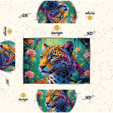 Jungle Roses Jaguar 500 Jigsaw Puzzle box 3D Modell