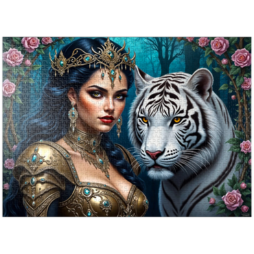 puzzleplate Warrior Queen with White Tiger 1000 Jigsaw Puzzle