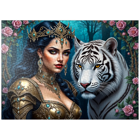 puzzleplate Warrior Queen with White Tiger 1000 Jigsaw Puzzle