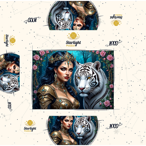 Warrior Queen with White Tiger 1000 Jigsaw Puzzle box 3D Modell