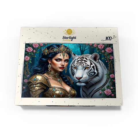 Warrior Queen with White Tiger 100 Jigsaw Puzzle box view3