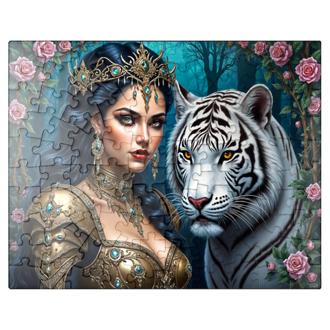 puzzleplate Warrior Queen with White Tiger 100 Jigsaw Puzzle