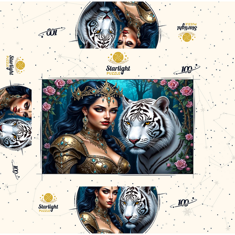 Warrior Queen with White Tiger 100 Jigsaw Puzzle box 3D Modell