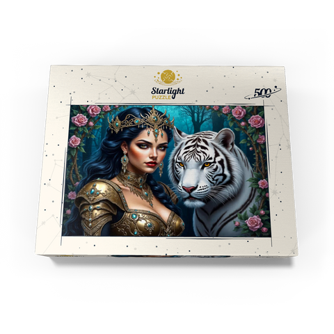 Warrior Queen with White Tiger 500 Jigsaw Puzzle box view3
