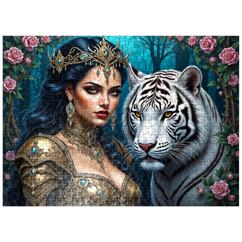 puzzleplate Warrior Queen with White Tiger 500 Jigsaw Puzzle