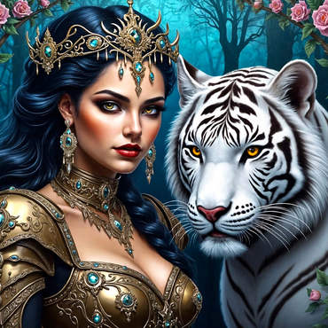 Warrior Queen with White Tiger 500 Jigsaw Puzzle 3D Modell