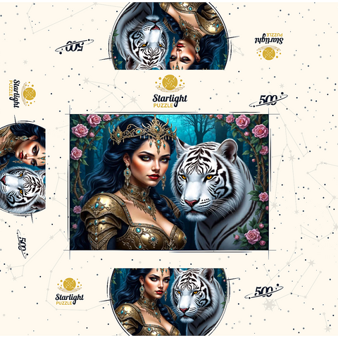 Warrior Queen with White Tiger 500 Jigsaw Puzzle box 3D Modell