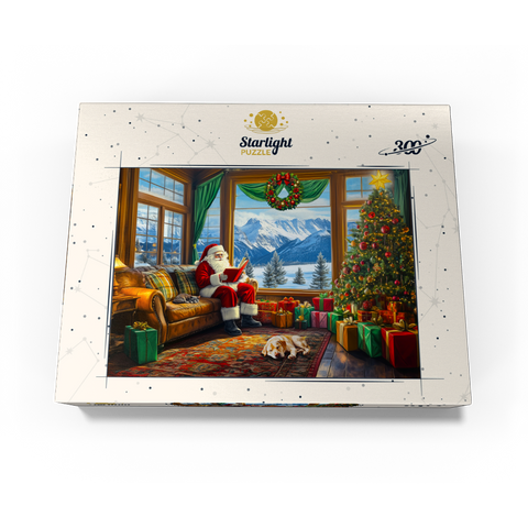 Cozy Christmas Scene with Santa and Mountain View 300 Jigsaw Puzzle box view3