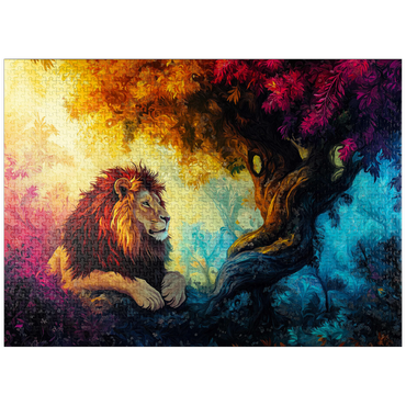 puzzleplate Lion Under a Jungle Tree 1000 Jigsaw Puzzle